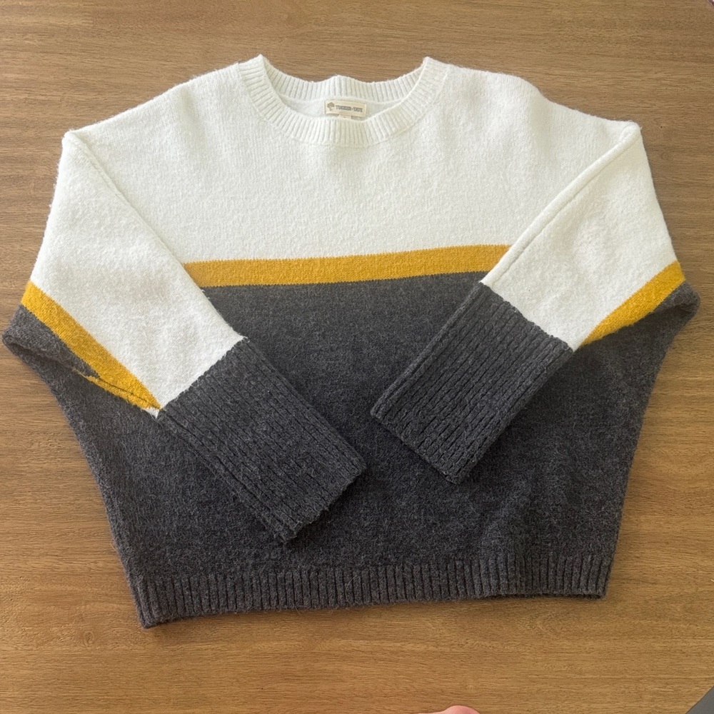 Tucker&Tate Colorblock Sweater in White, Yellow, and Gray